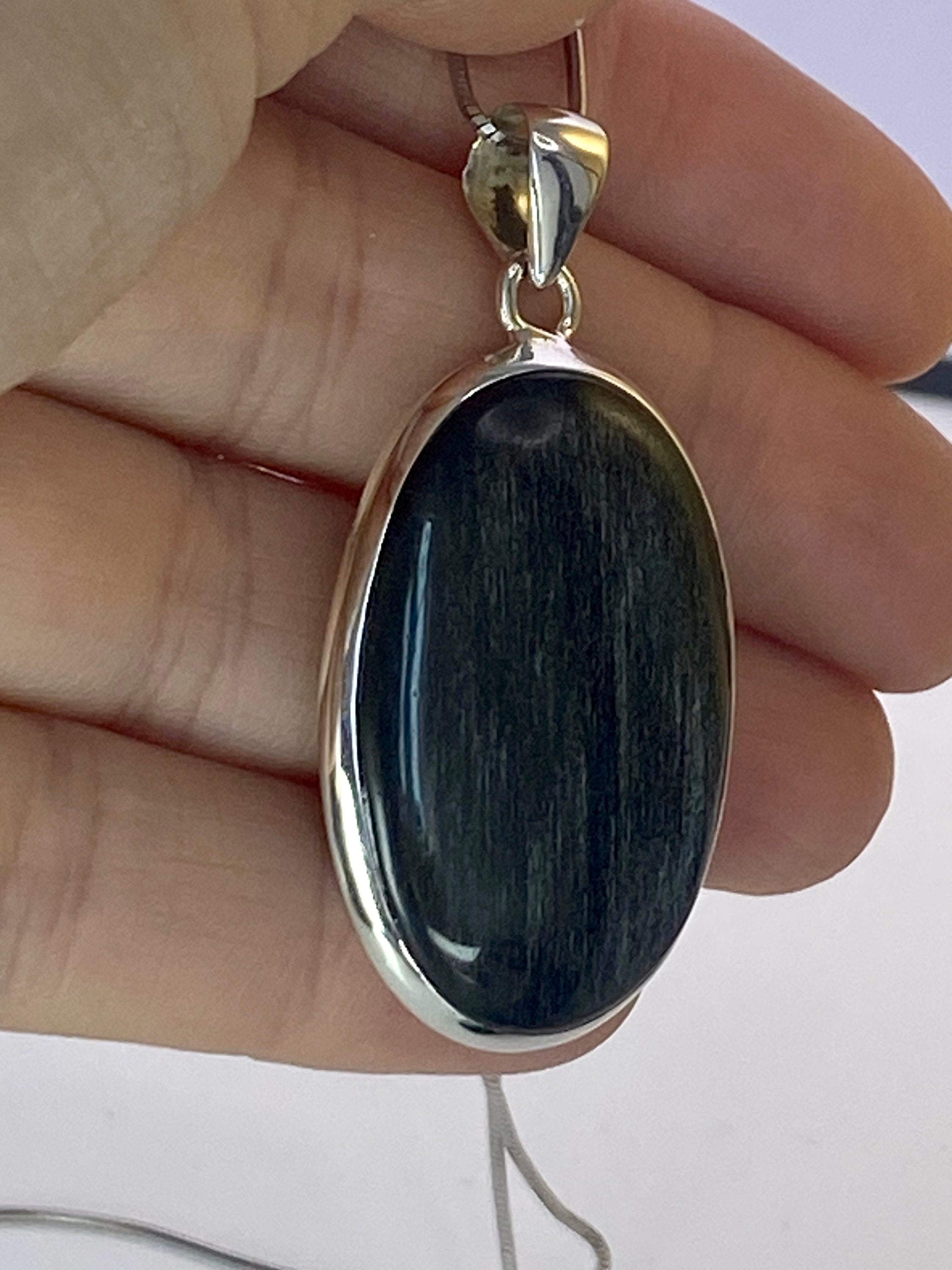 Black Obsidian and Silver Pendant (M0523)