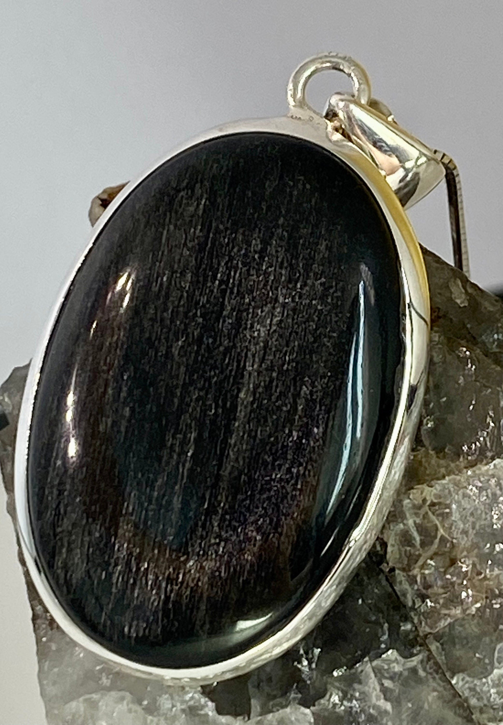 Black Obsidian and Silver Pendant (M0523)