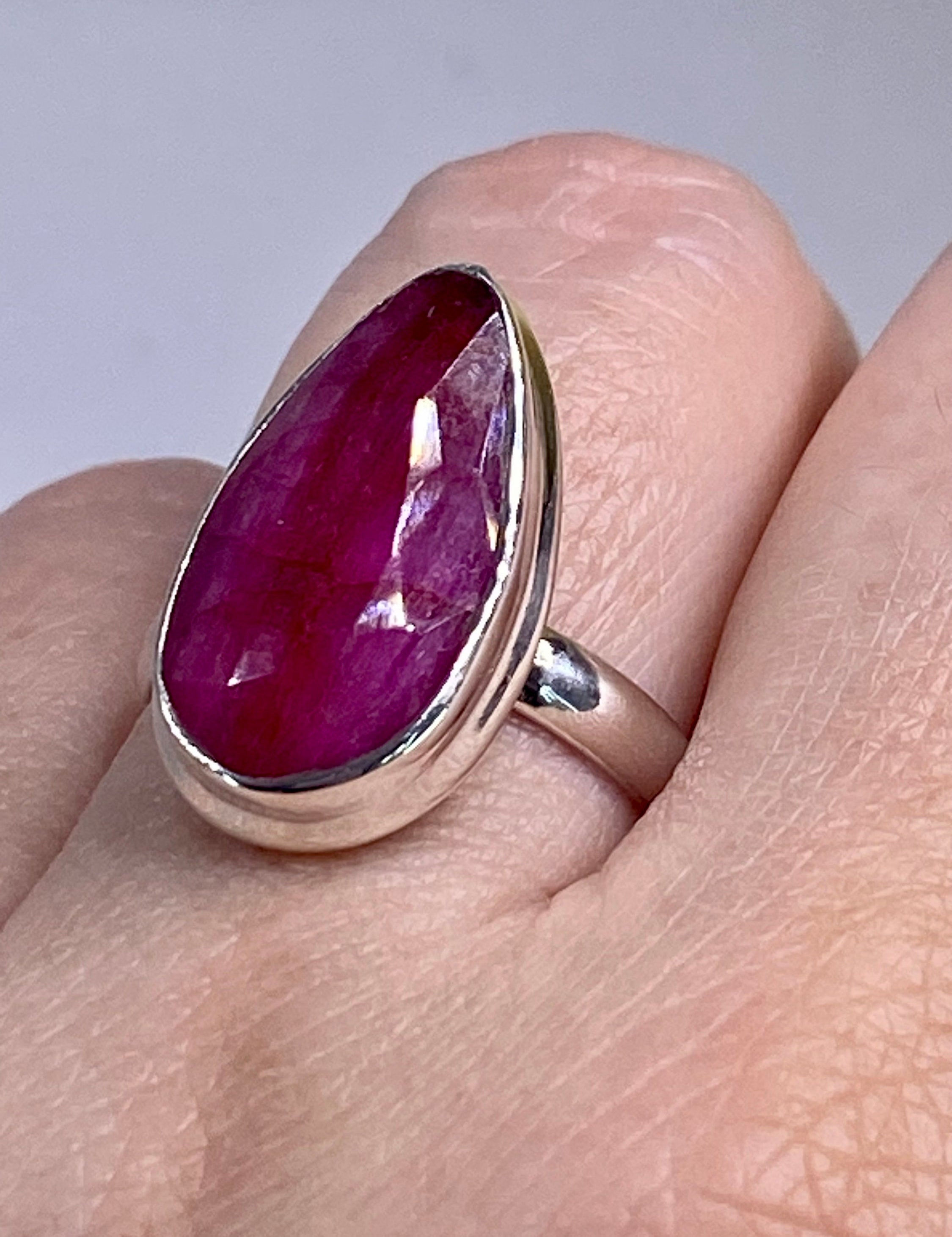 Raw Ruby and Silver Ring (M05)