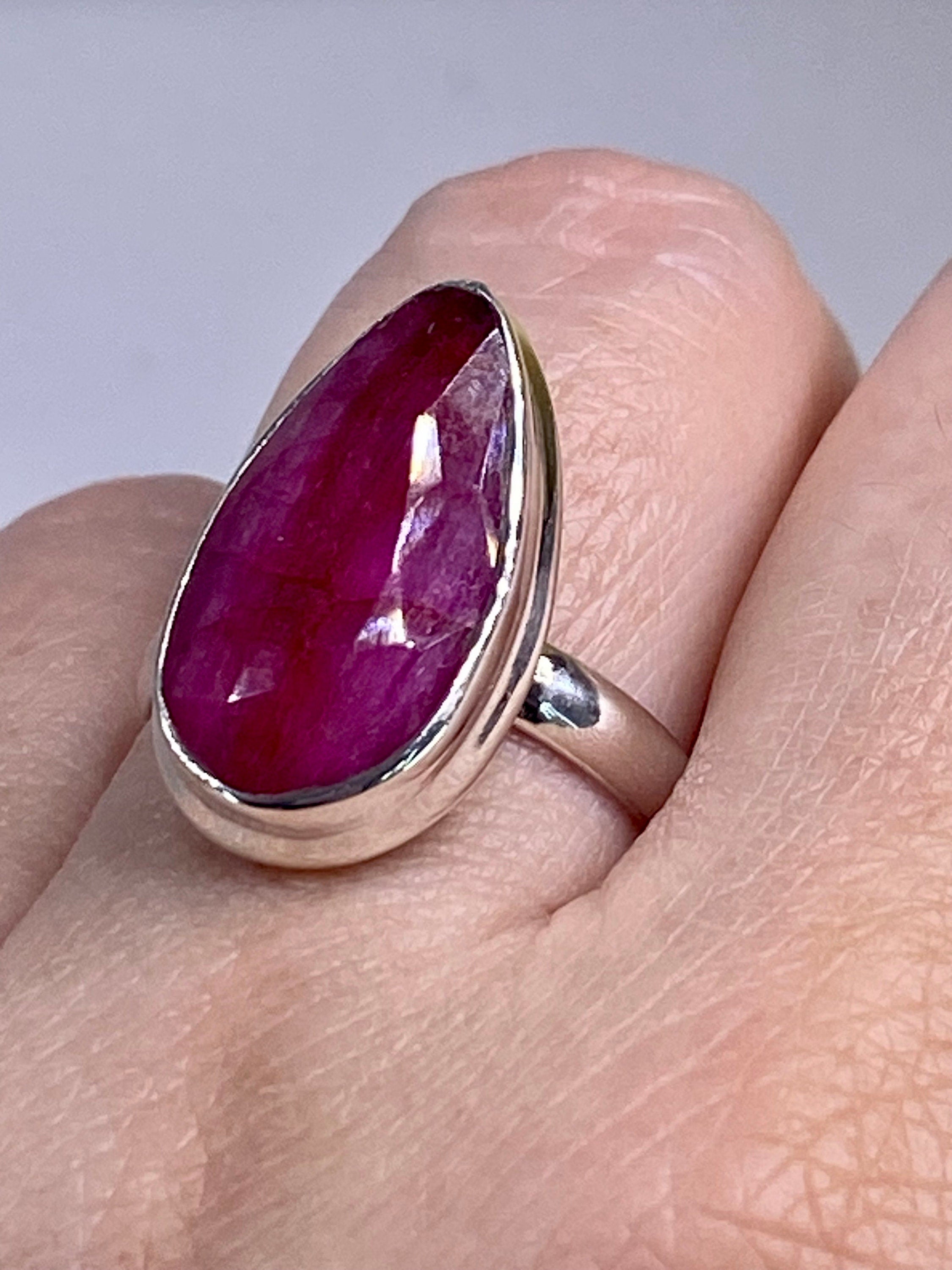 Raw Ruby and Silver Ring (M05)