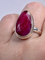 Raw Ruby and Silver Ring (M05)