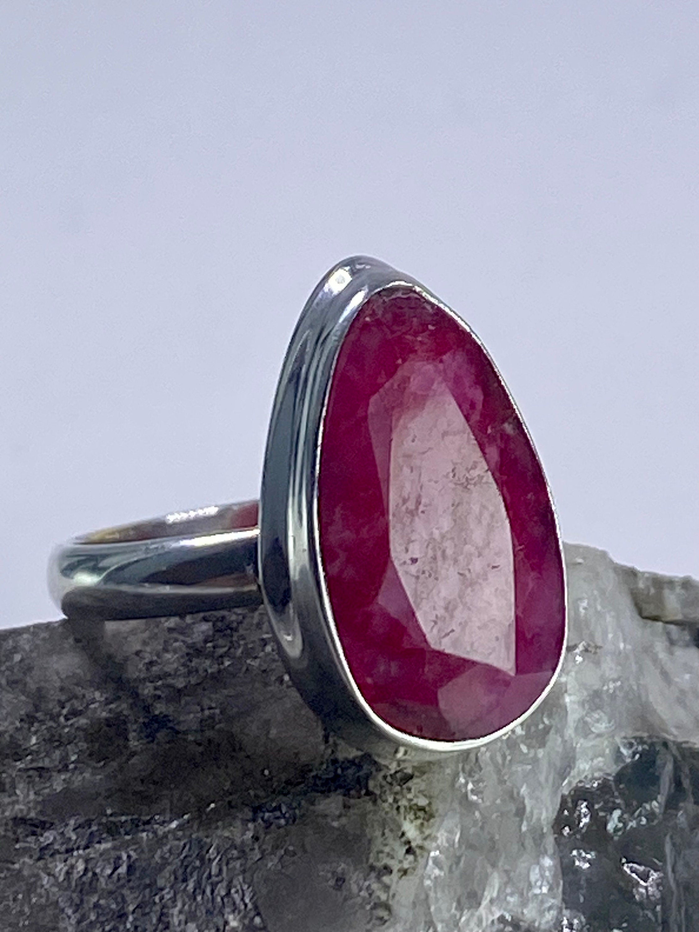 Raw Ruby and Silver Ring (M05)