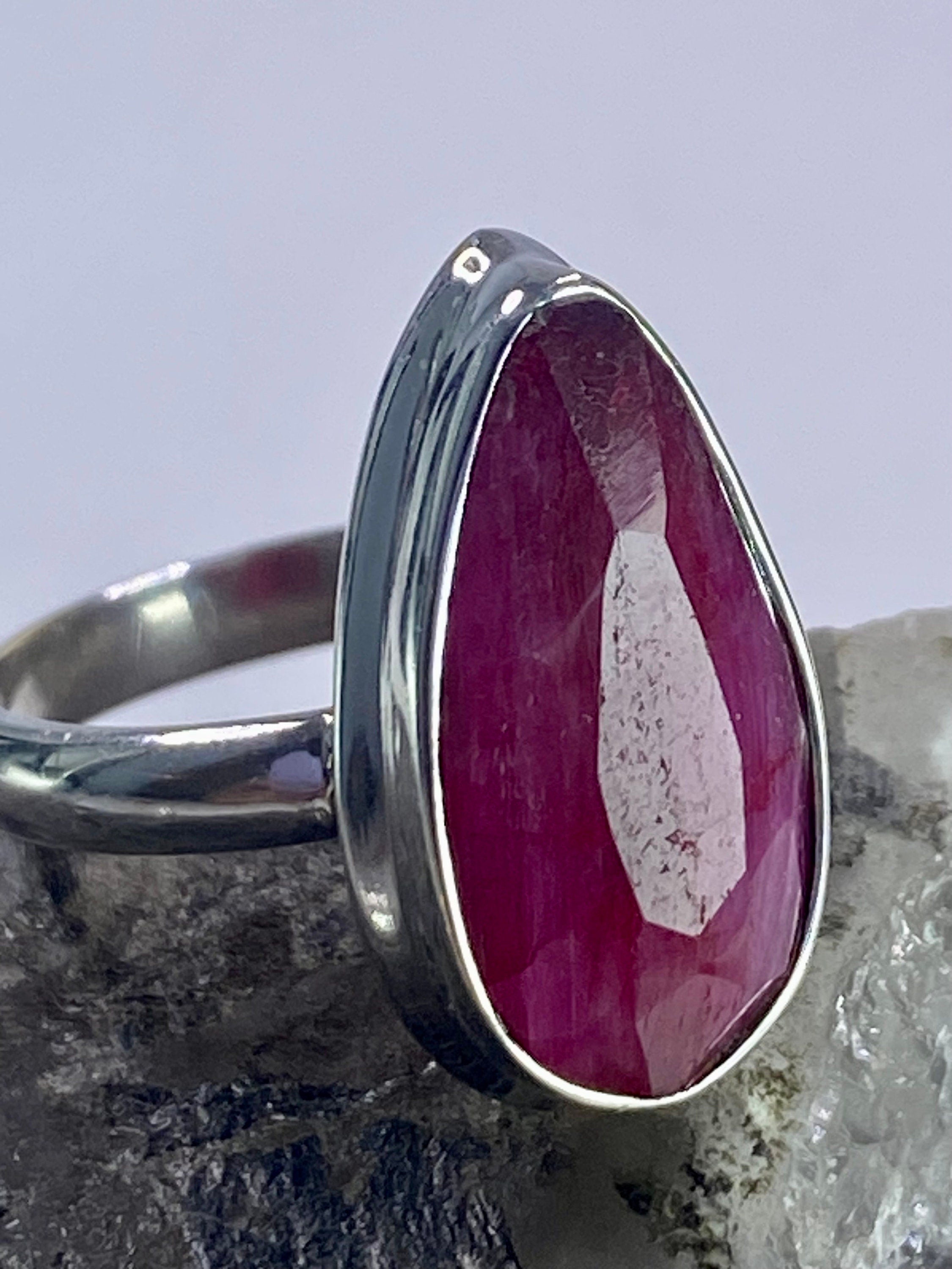 Raw Ruby and Silver Ring (M05)