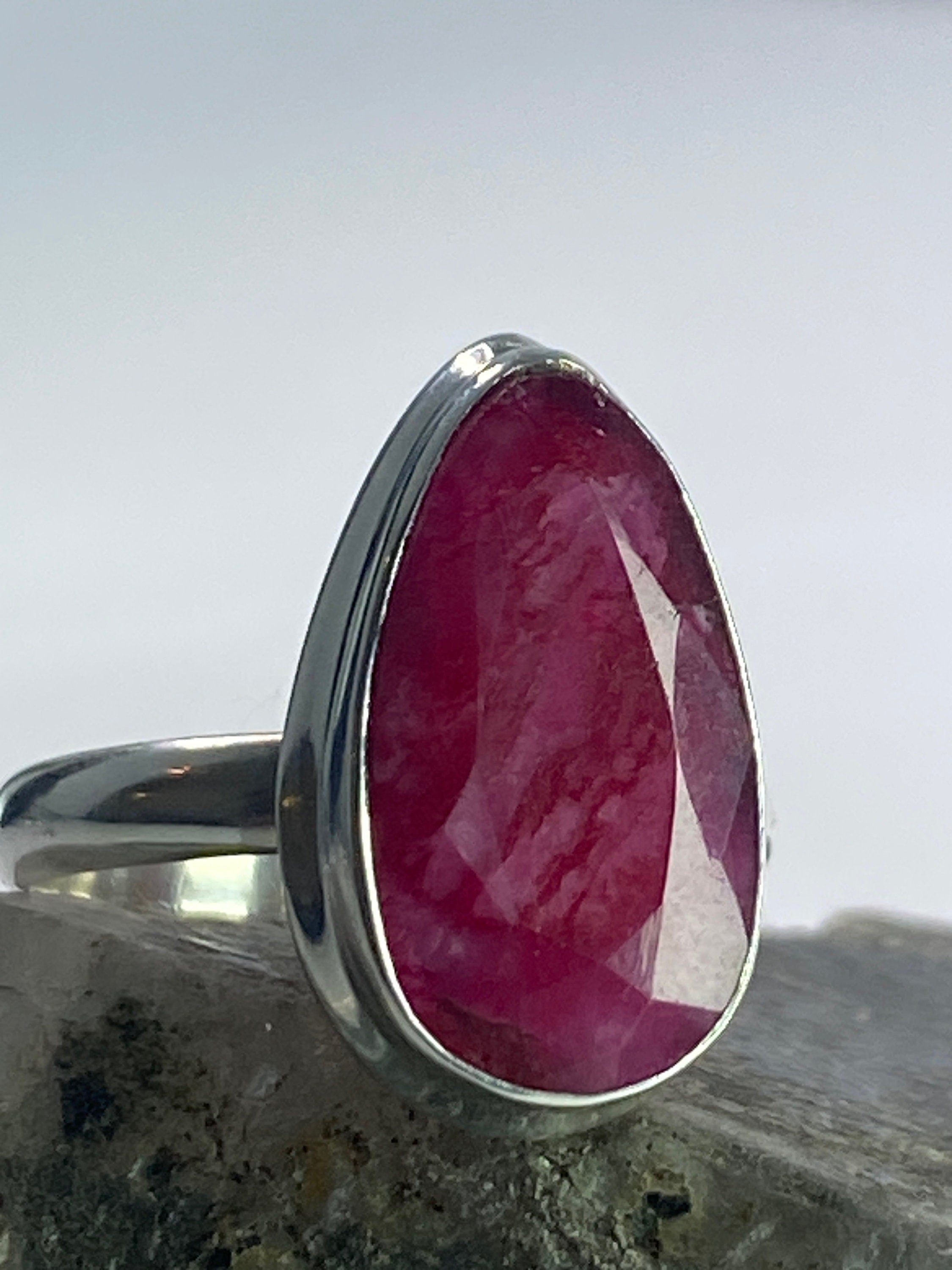 Raw Ruby and Silver Ring (M05)