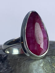 Raw Ruby and Silver Ring (M05)