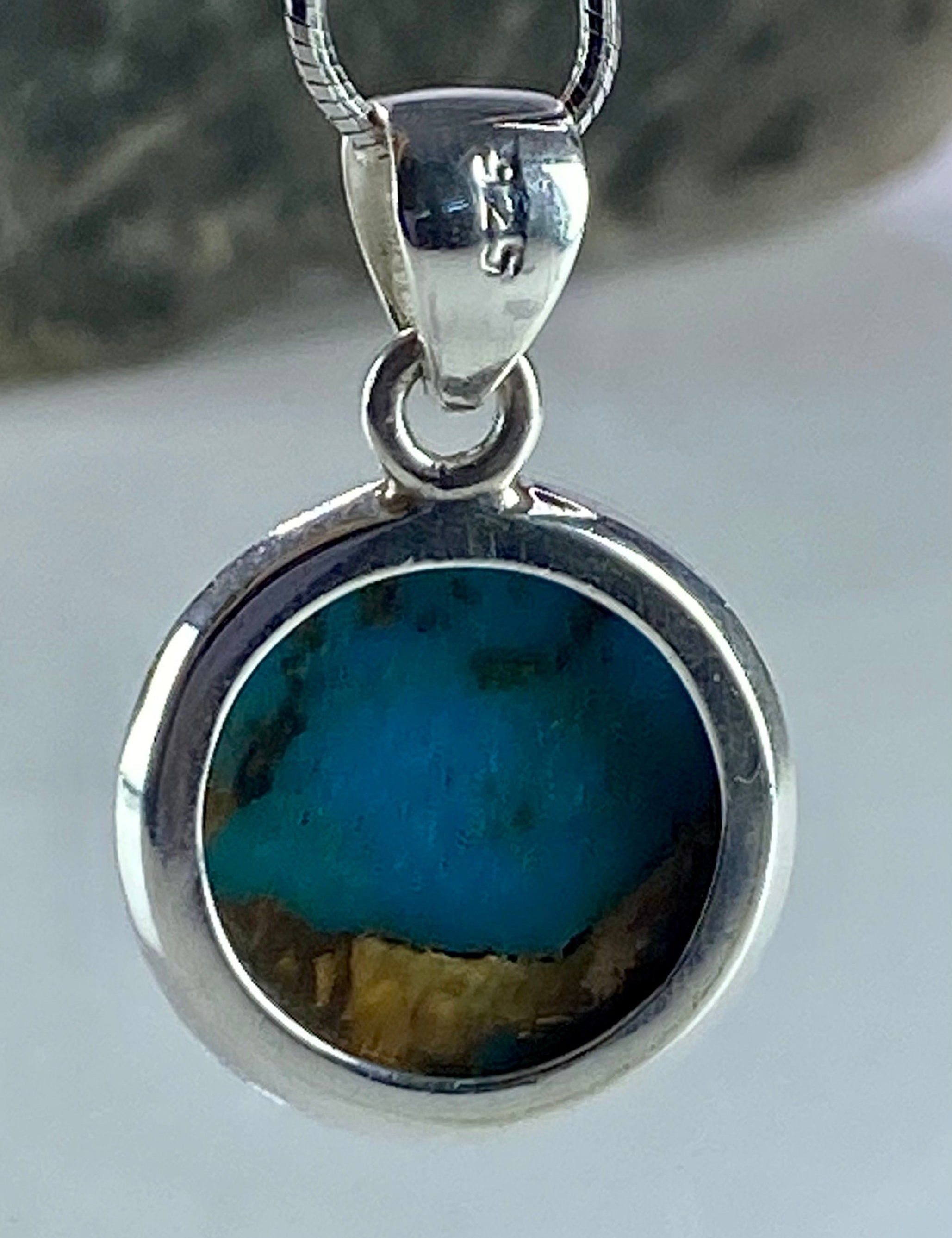 Spiny Oyster and Arizona Turquoise Silver Pendant(M0523)