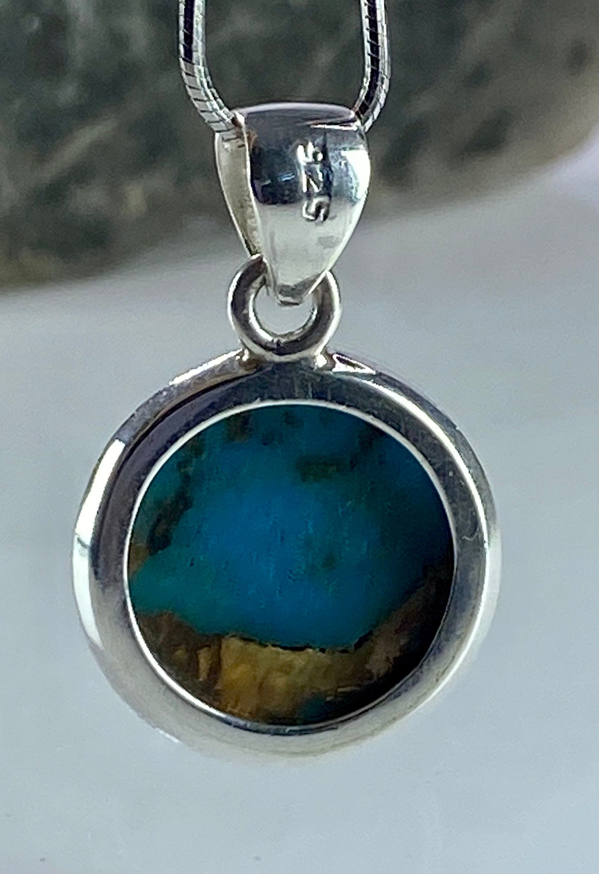 Spiny Oyster and Arizona Turquoise Silver Pendant(M0523)