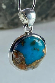 Spiny Oyster and Arizona Turquoise Silver Pendant(M0523)