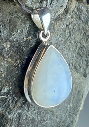 Blue Fire Moonstone and Silver Pendant (M0523)