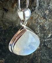 Blue Fire Moonstone and Silver Pendant (M0523)