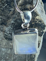 Blue Fire Moonstone and Silver Pendant (M0523)