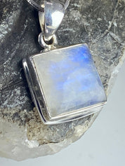 Blue Fire Moonstone and Silver Pendant (M0523)