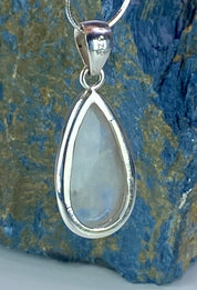 Blue Fire Moonstone and Silver Pendant (M0523)