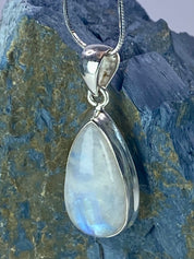 Blue Fire Moonstone and Silver Pendant (M0523)