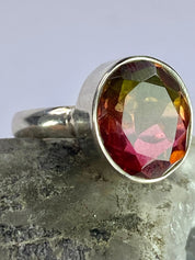 Three Coloured Tourmaline and Sterling Silver Ring