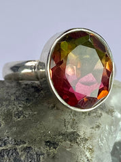 Three Coloured Tourmaline and Sterling Silver Ring