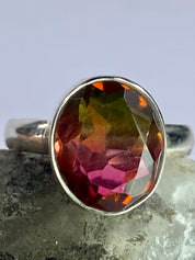 Three Coloured Tourmaline and Sterling Silver Ring