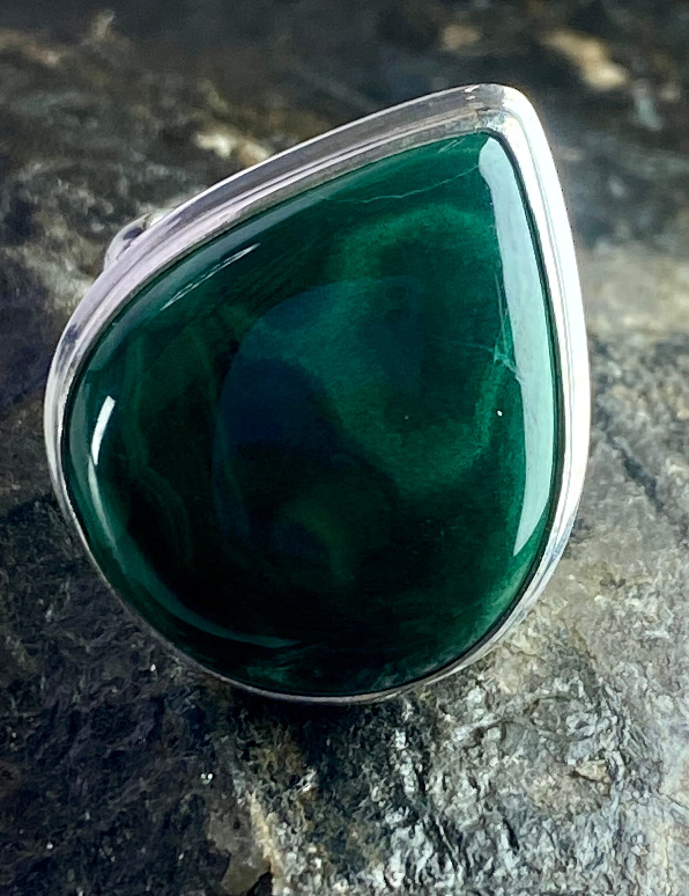 Natural Malachite and Silver Ring(M0523)