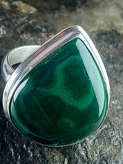 Natural Malachite and Silver Ring(M0523)