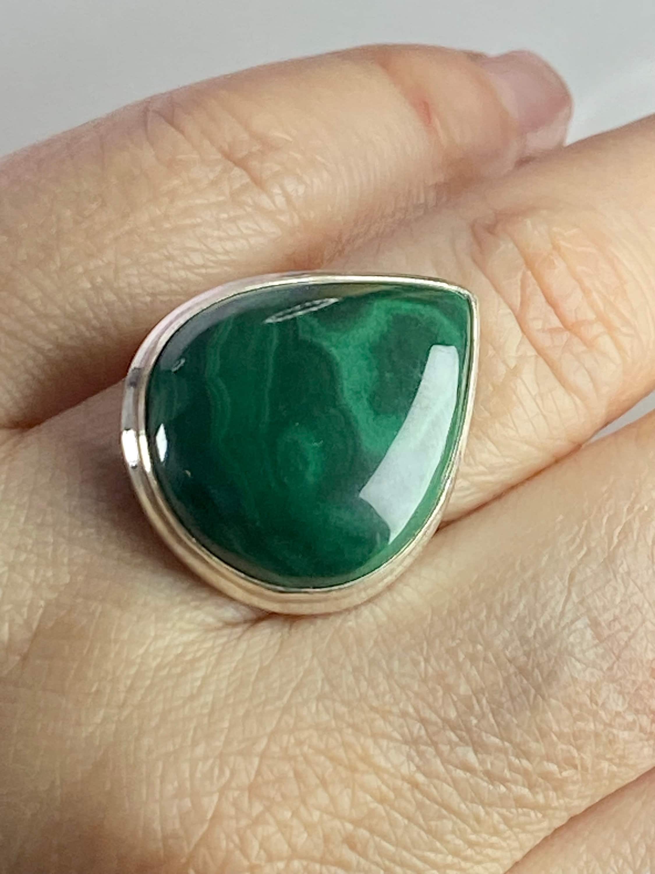 Natural Malachite and Silver Ring(M0523)