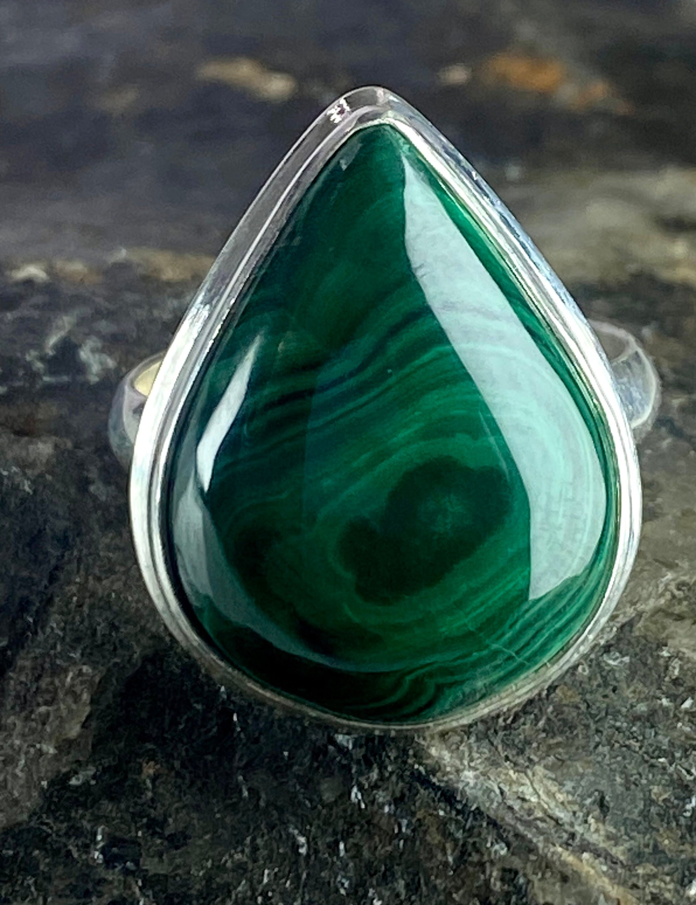 Natural Malachite and Silver Ring(M0523)