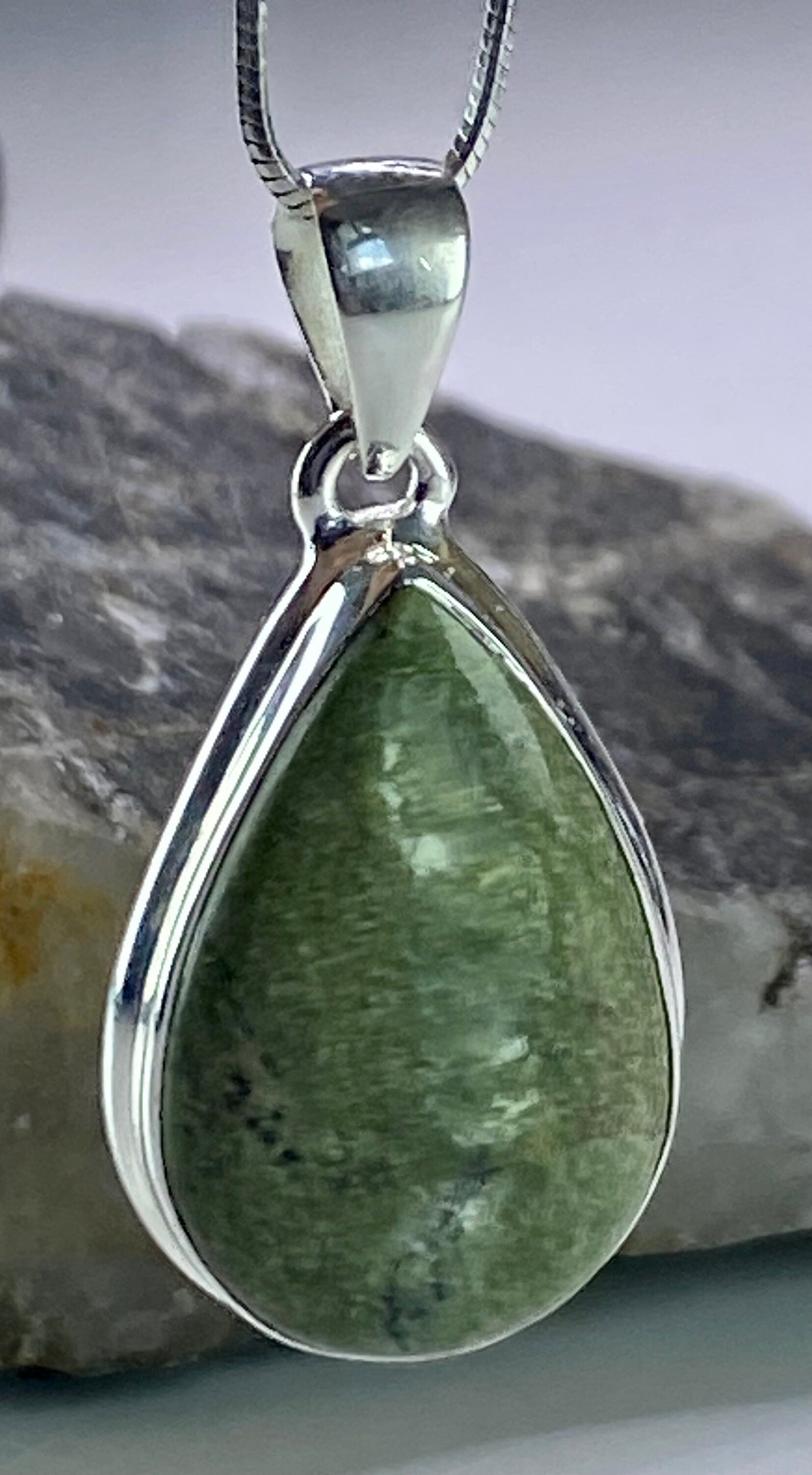 Imperial Opal and Silver Pendant Including Chain