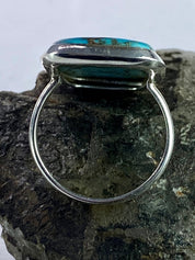 Blue Copper Turquoise and Silver Ring (M09)