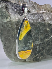 Bumble Bee Jasper and Silver Pendant Including the Chain (M0523)