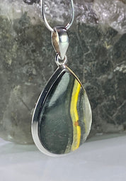 Bumble Bee Jasper and Silver Pendant Including the Chain (M0523)