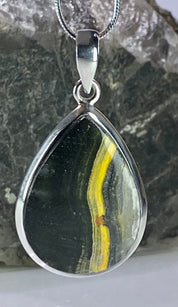 Bumble Bee Jasper and Silver Pendant Including the Chain (M0523)