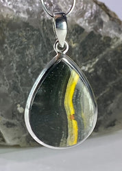 Bumble Bee Jasper and Silver Pendant Including the Chain (M0523)