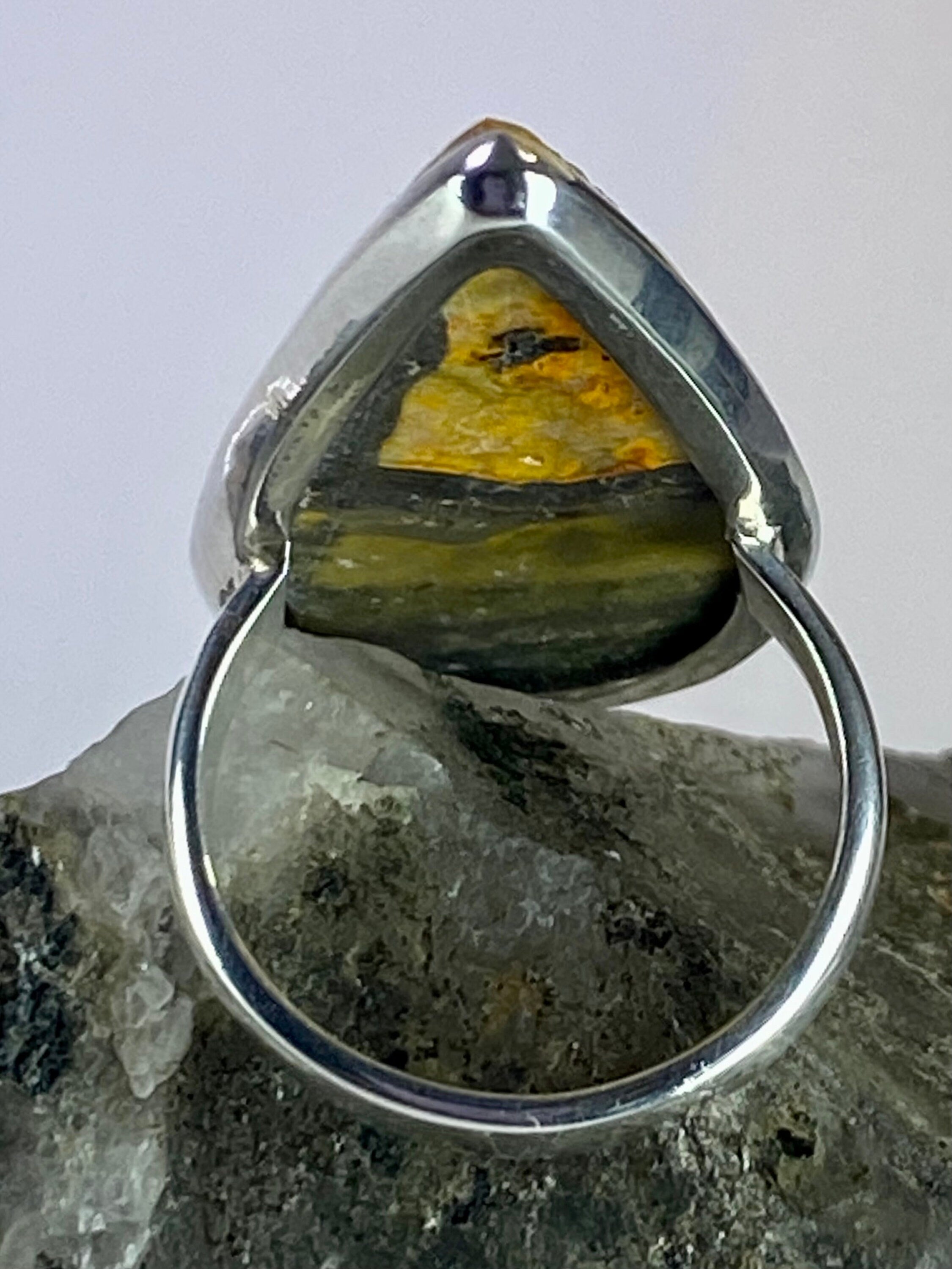 Bumble Bee Jasper and 925 Silver Ring (M0523)