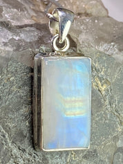 Blue Fire Moonstone and Silver Pendant (M0523)