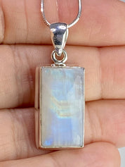 Blue Fire Moonstone and Silver Pendant (M0523)