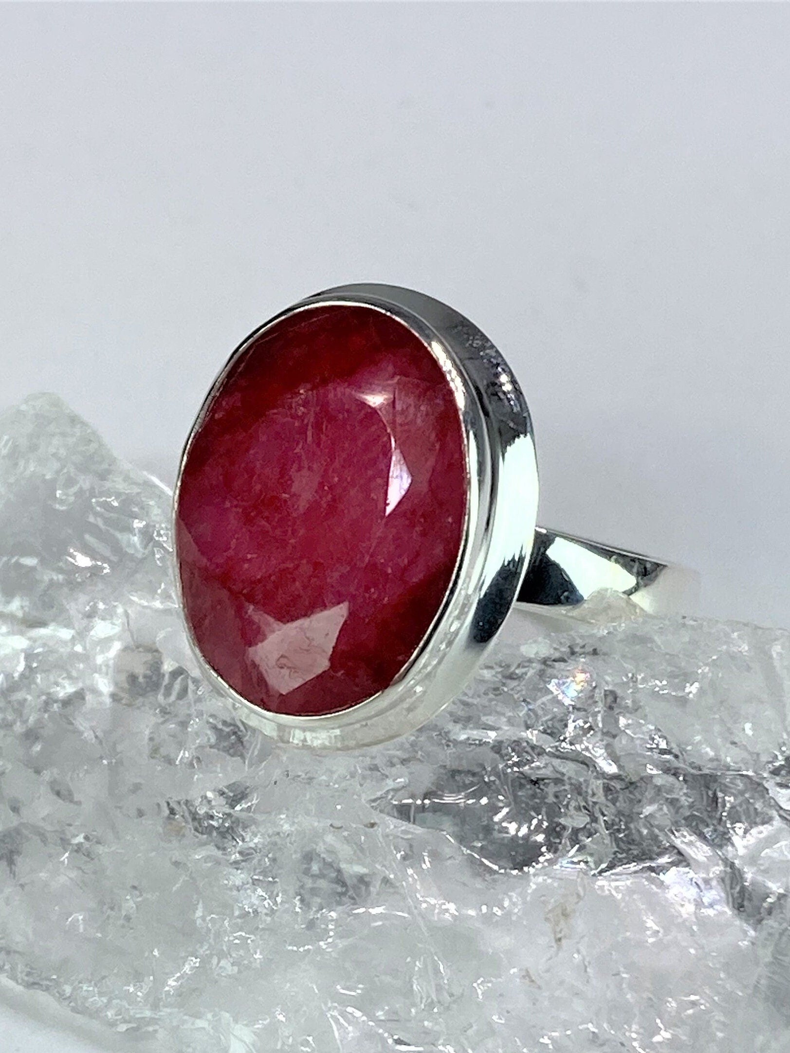 Raw Ruby and Silver Ring (YM)