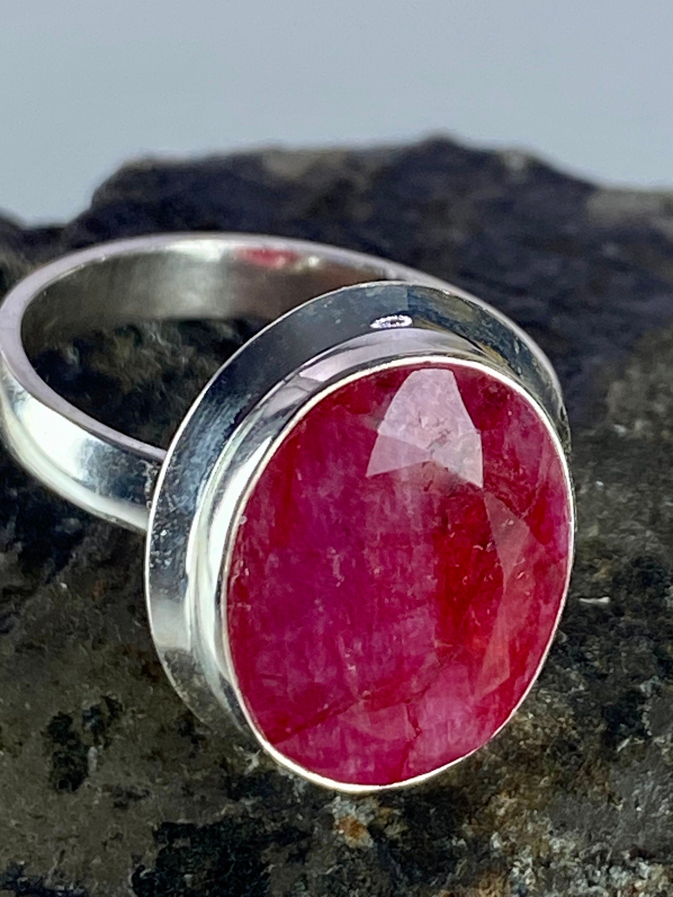 Raw Ruby and Silver Ring (YM)