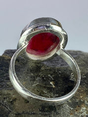 Raw Ruby and Silver Ring (YM)