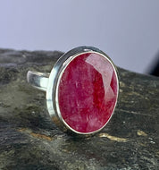 Raw Ruby and Silver Ring (YM)