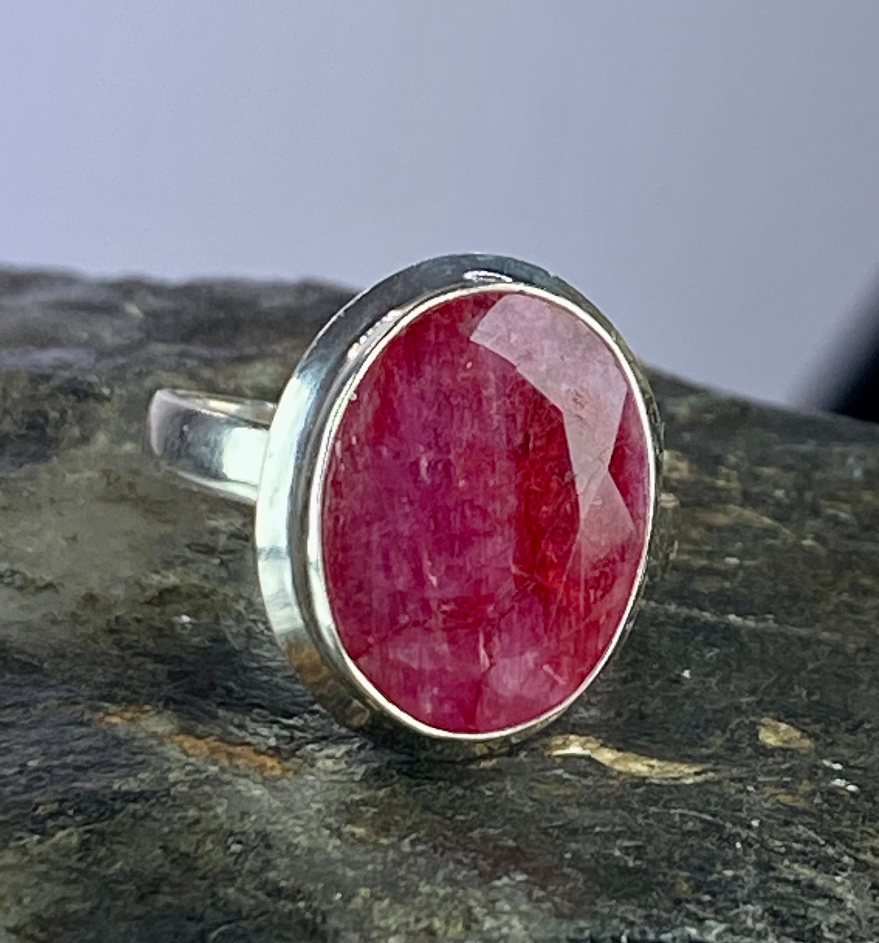 Raw Ruby and Silver Ring (YM)