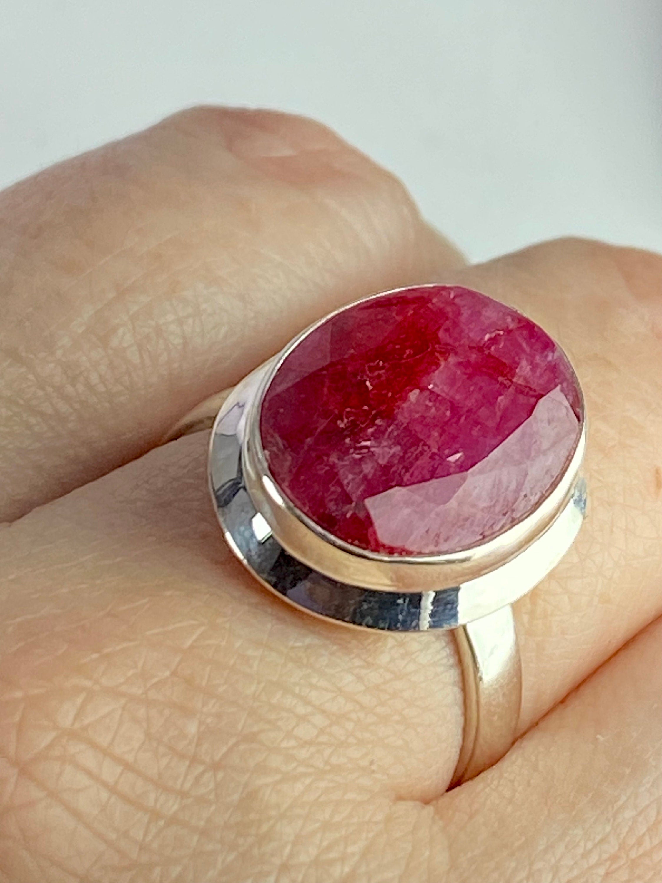 Raw Ruby and Silver Ring (YM)