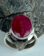 Raw Ruby and Silver Ring (YM)