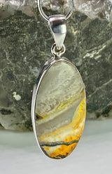 Bumble Bee Jasper and Silver Pendant Including the Chain (M09)