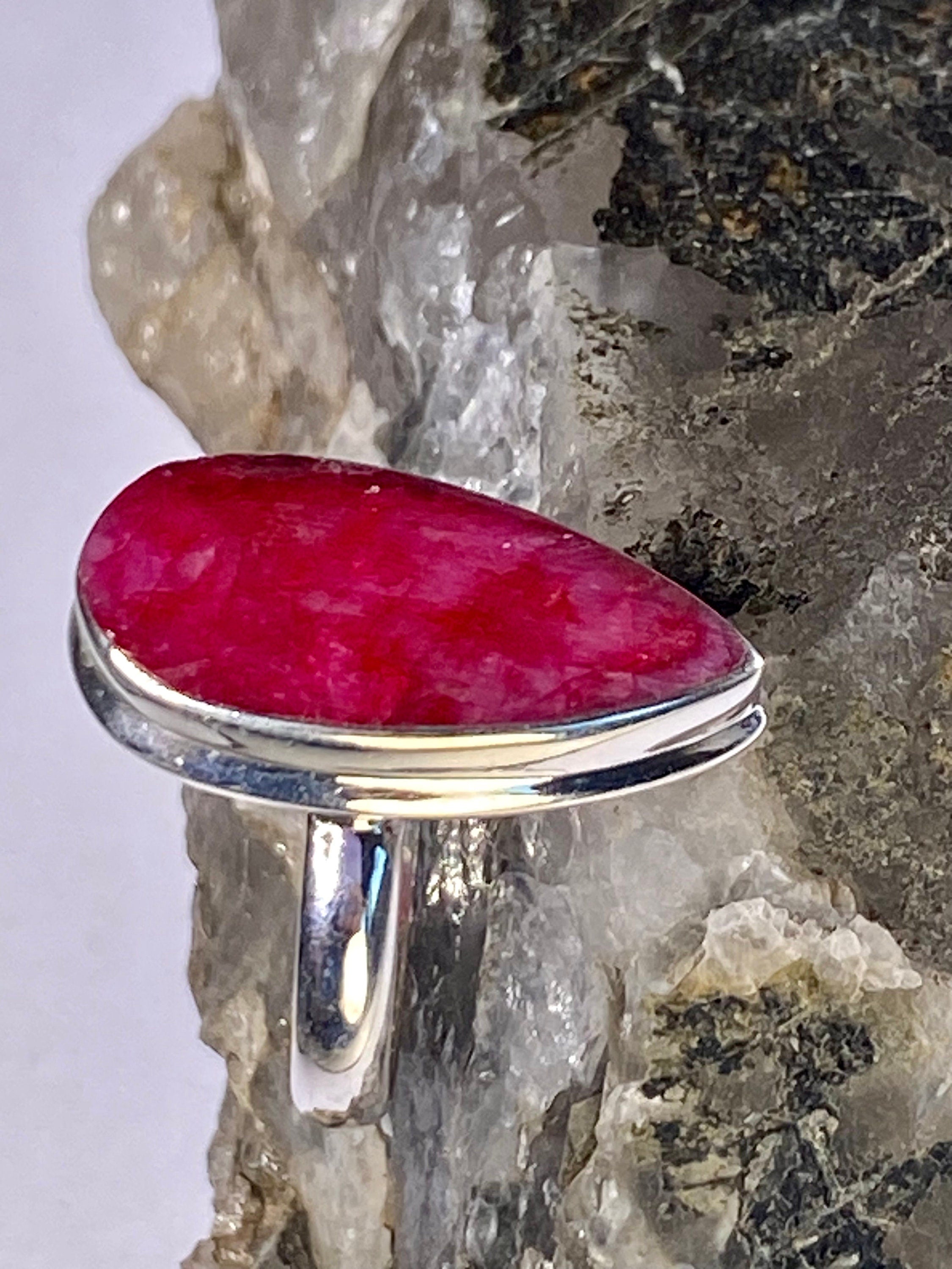 Raw Ruby and Silver Ring (M09)