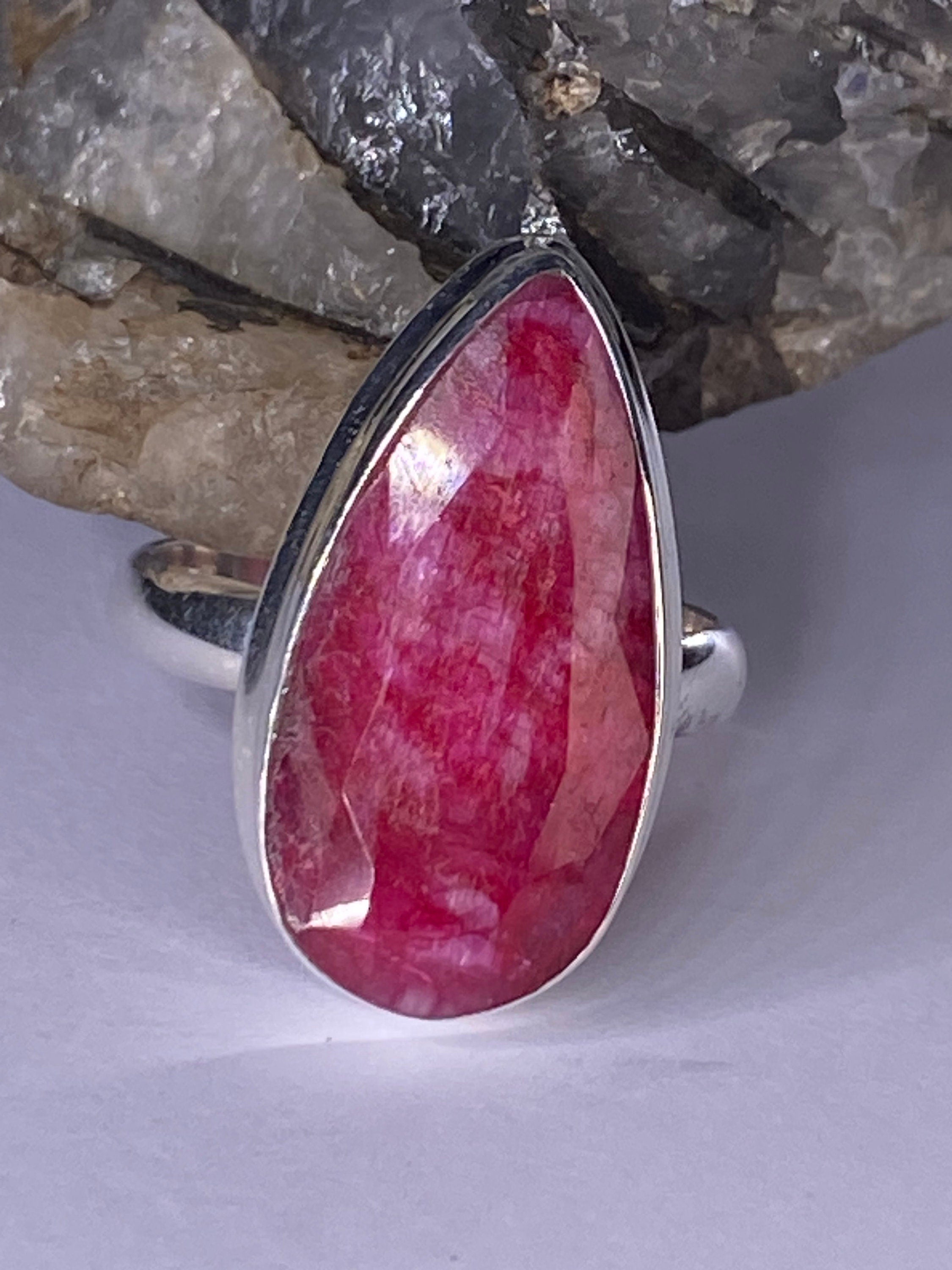 Raw Ruby and Silver Ring (M09)