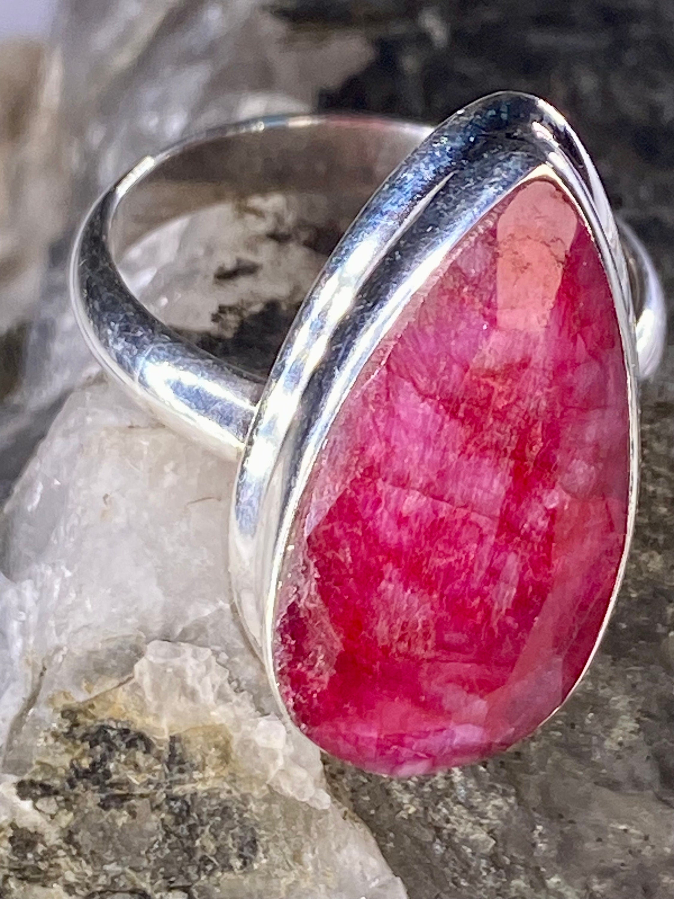 Raw Ruby and Silver Ring (M09)