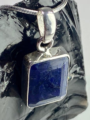 Raw Sapphire and Silver Pendant (YM)