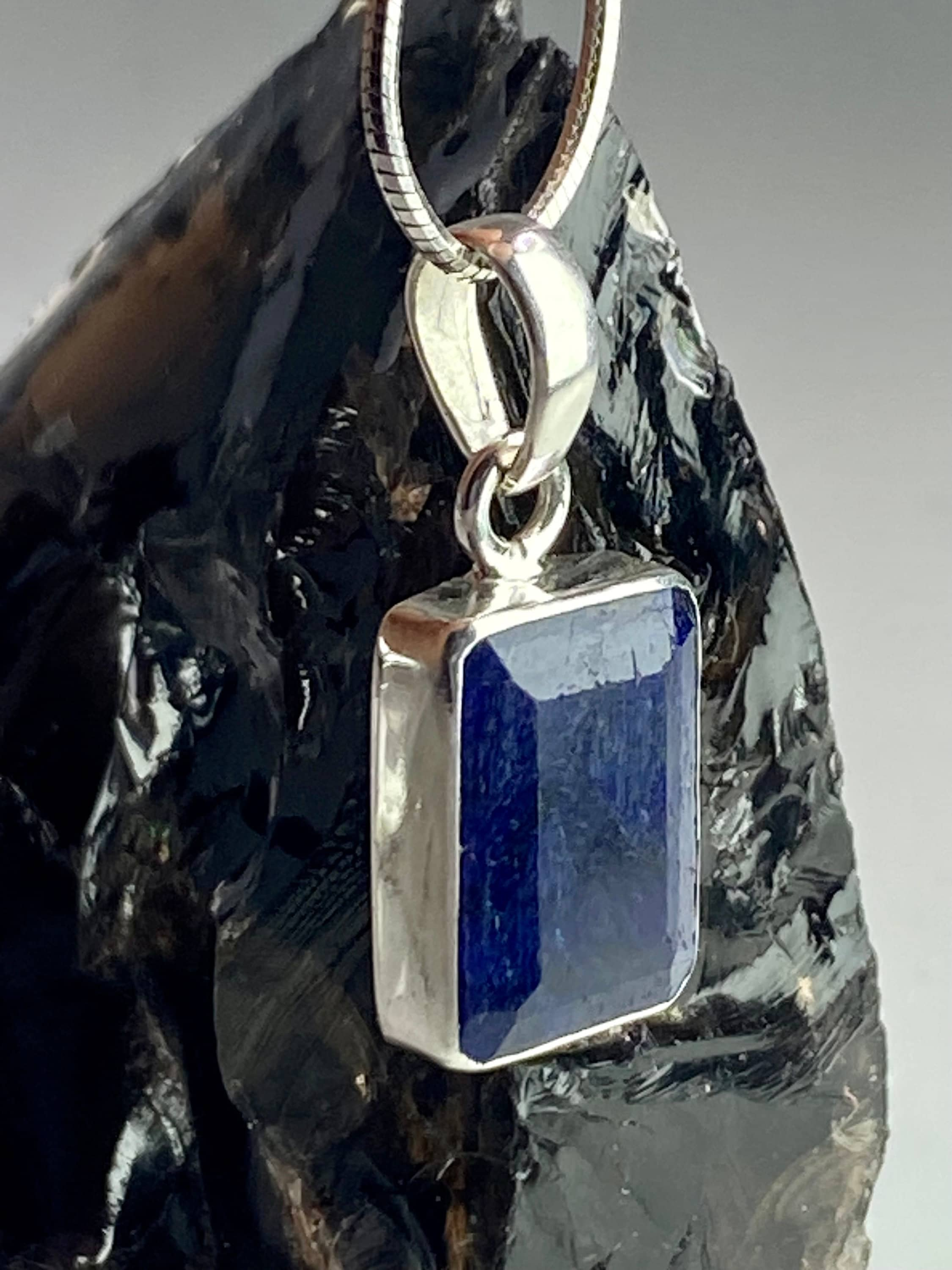 Raw Sapphire and Silver Pendant (YM)