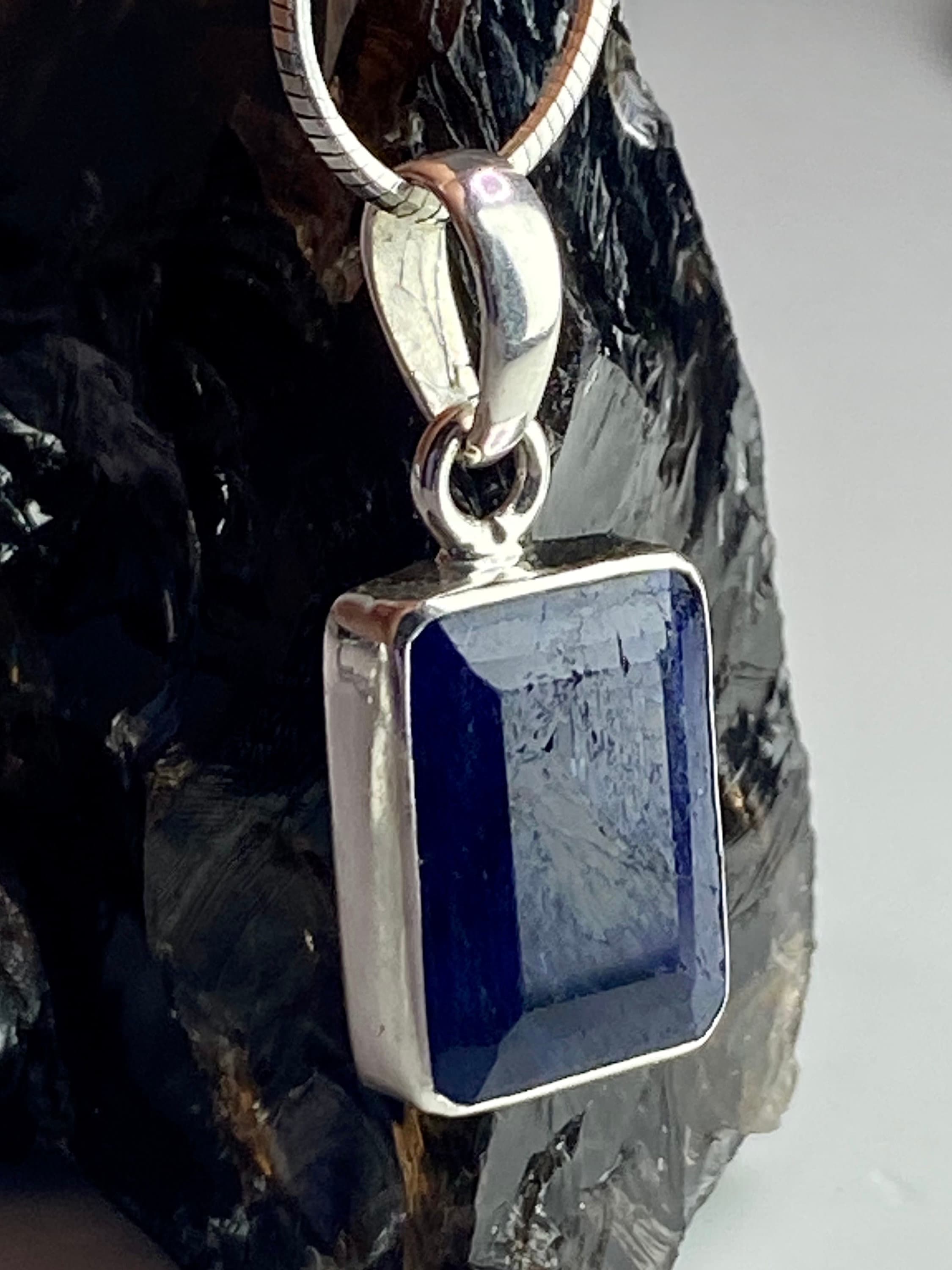 Raw Sapphire and Silver Pendant (YM)