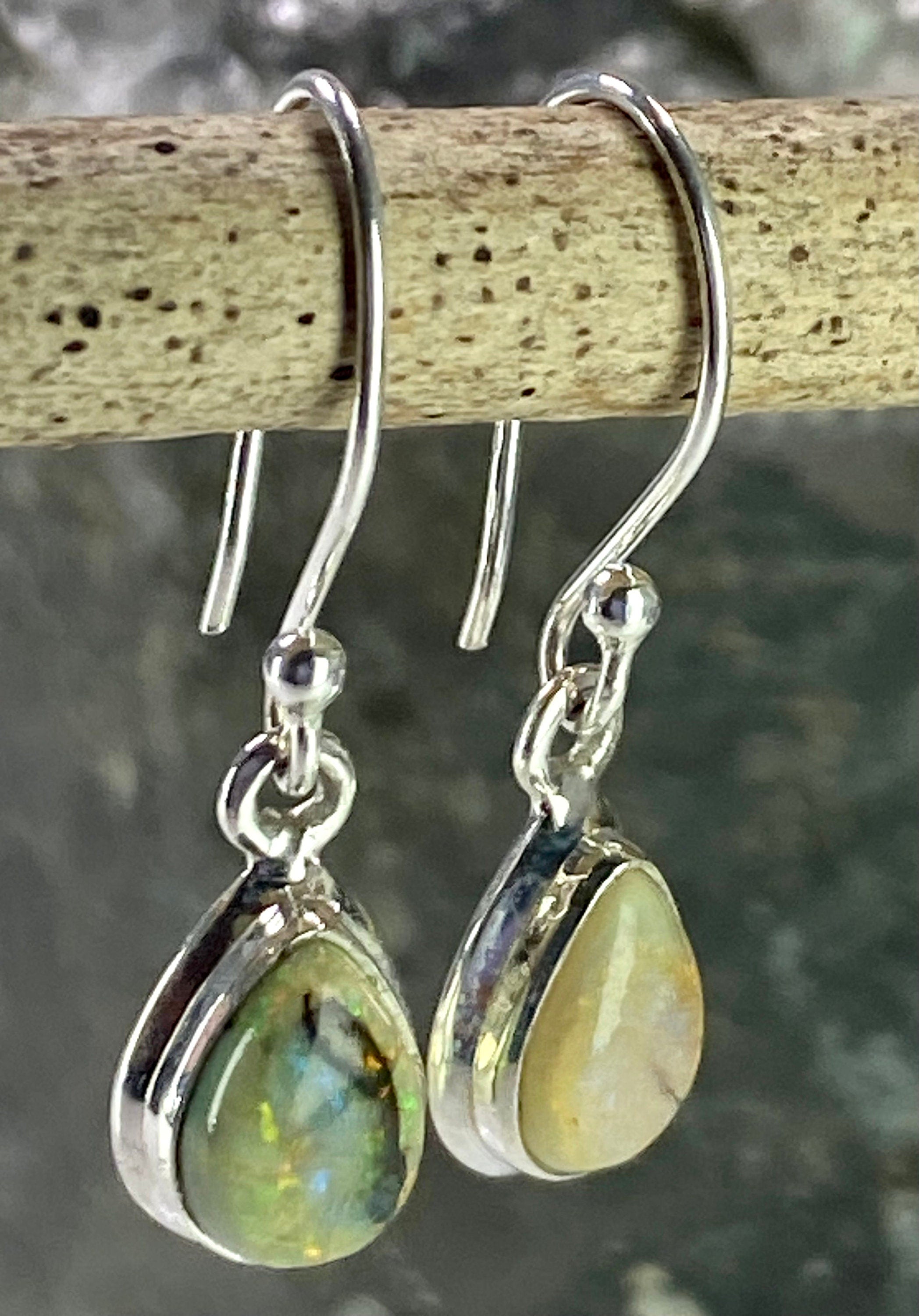 Sterling (Monarch) Opal and Silver Earrings (UV84)