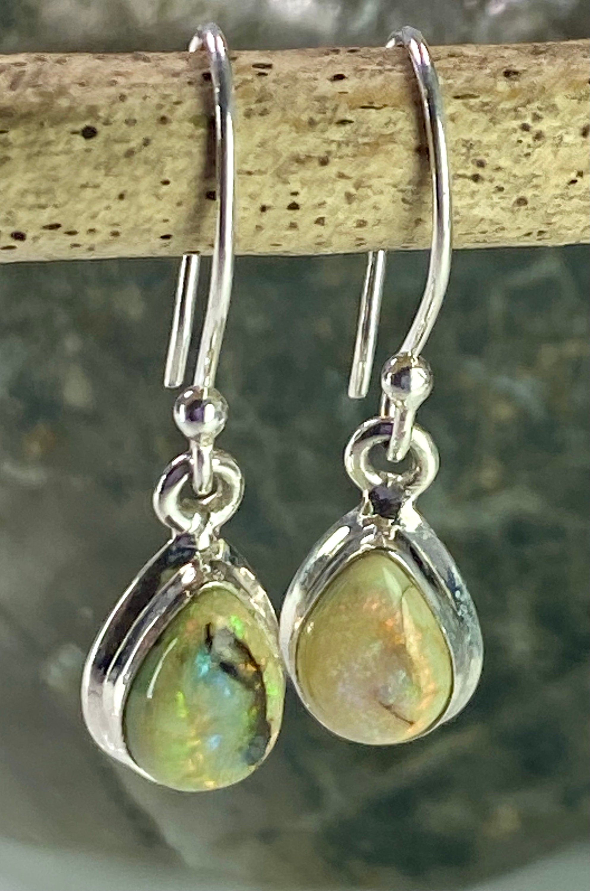 Sterling (Monarch) Opal and Silver Earrings (UV84)